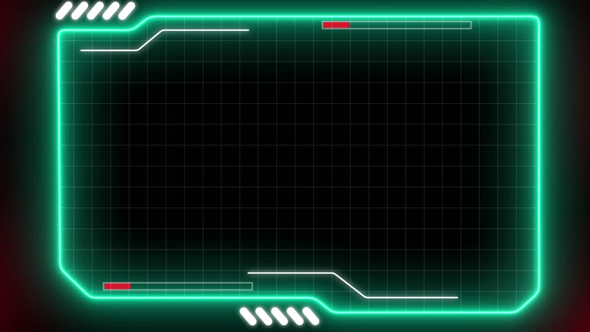 Futuristic Neon HUD Frame, Digital Technology Plexus Lines, VHS Glitch Hologram Effect, Sci-Fi Interface Background, Hi-Tech Viewfinder Temp