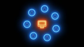 Futuristic Digital Network with Central Computer and Connected Users, Neon Tech Communication Concept - Powered by Shutterstock - Get 15% off with code: PIKWIZARD15