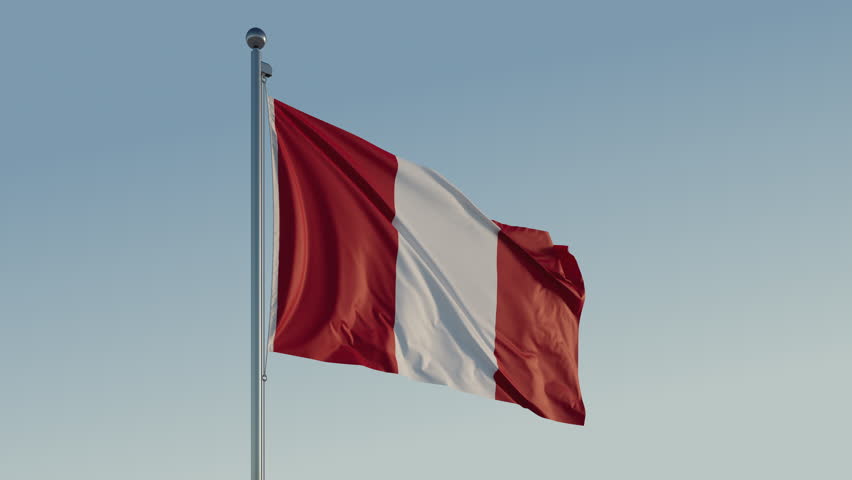 Peru Lima Flag seamless loop Cinematic Realistic Waving Blue Sky