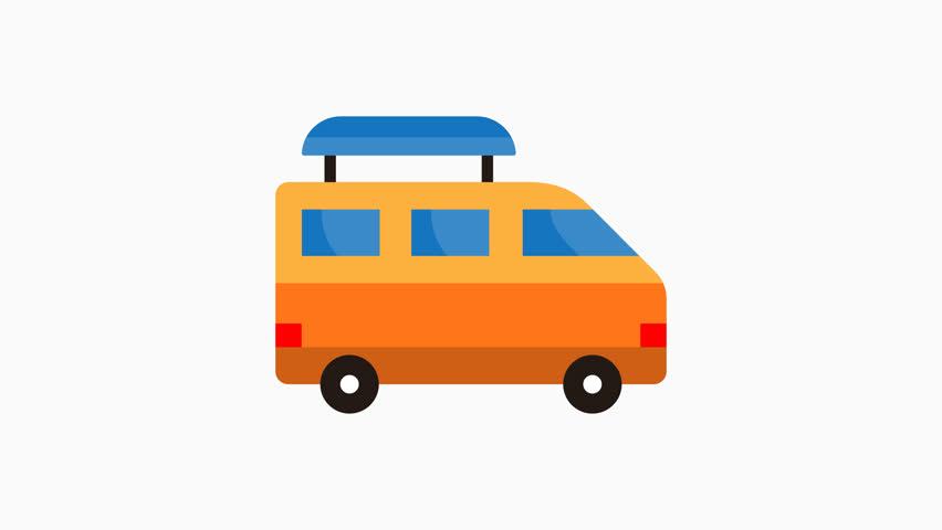 Van icon animation suitable for website headers, social media posts, or travel blogs. Simple, orange camper van icon now animated.