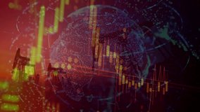 Increasing Oil Price With Bar Graph Animation, Energy Crisis, High gas and oil prices, chart of rising oil prices as symbol for energy crisis with fuel pumping rig. - Powered by Shutterstock - Get 15% off with code: PIKWIZARD15