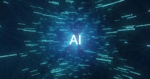 AI network connecting artificial intelligence terms like neural networks, machine learning, deep learning, and NLP. Abstract plexus data loop ideal for tech, science. 3D render - Powered by Shutterstock - Get 15% off with code: PIKWIZARD15