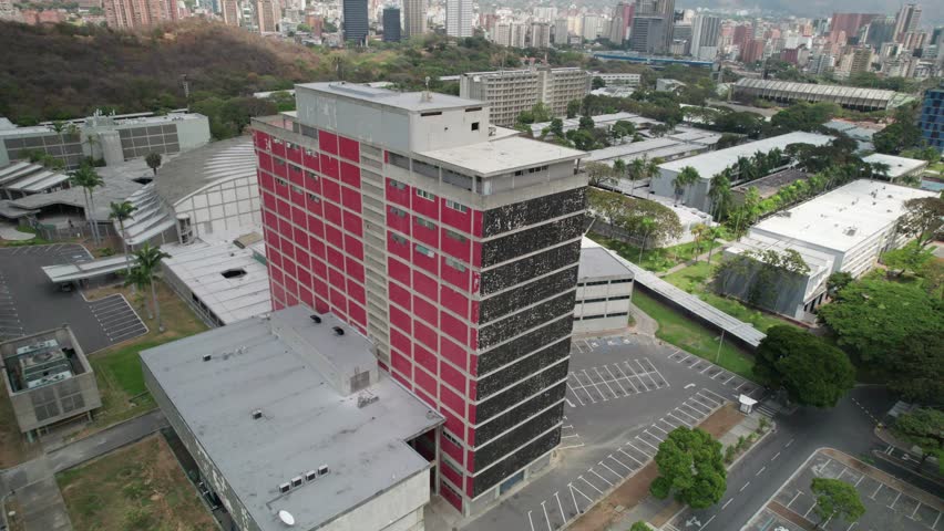 Central library at universidad central de venezuela in caracas, aerial view