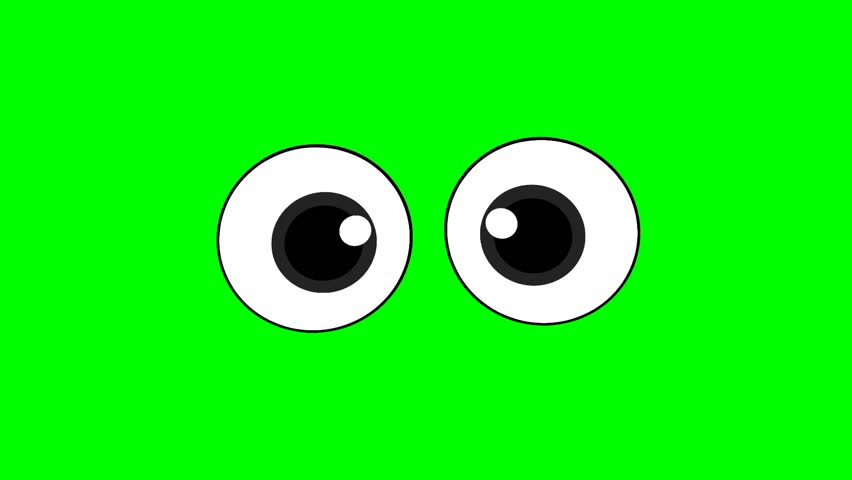 Cartoon eyeball animation moving changing angry and sad expressions on green screen background, chroma key green screen graphic motion icon. Stock animation video.