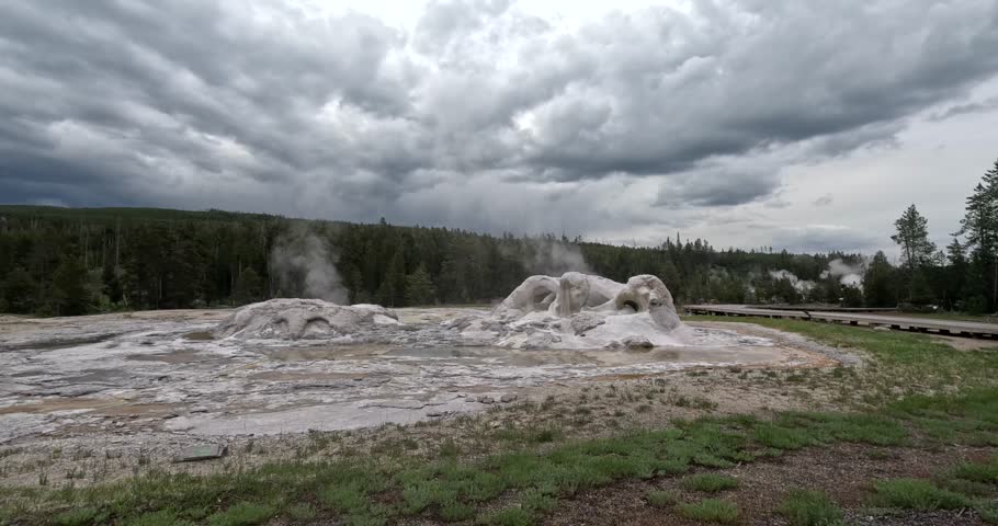 Grotto Geyser At The Upper Geyser Basin Trail In Yellowstone National Park, Wyoming, USA.