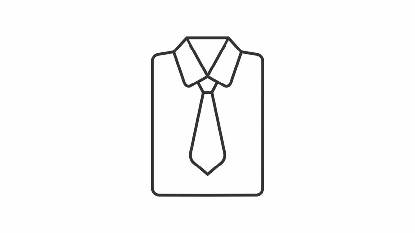 Animated shirt with tie line icon. Corporate employee formal attire animation. Classical clothing style. Businessperson outfit. Outline element on white background. HD video with alpha channel