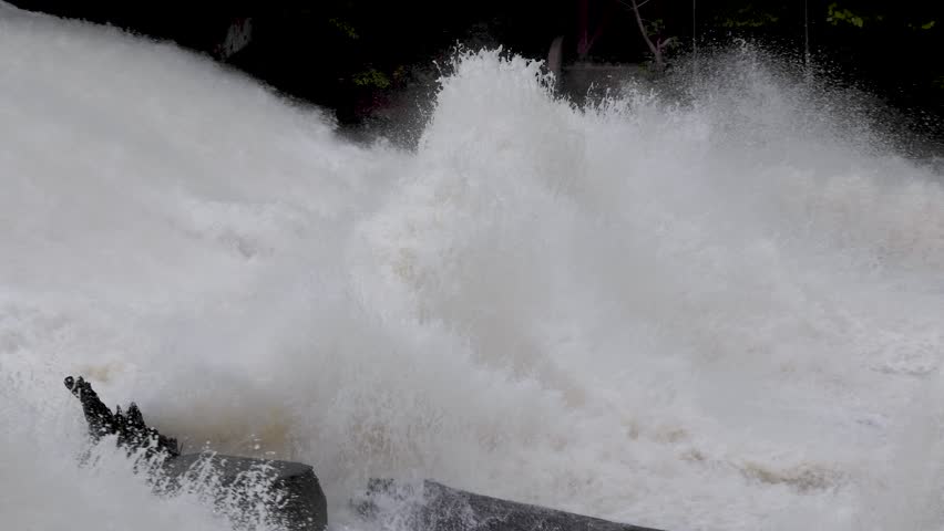 Scenic shots of the Cuyahoga River at Gorge Dam in Summit County, Ohio, where a man-made waterfall and reservoir meet a revitalized natural landscape near Akron and Cuyahoga Falls.