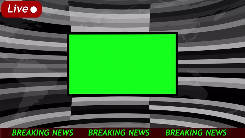 Breaking news live stream background template with green screen for video editing. Perfect for news channels and media broadcasts. Download now!