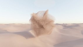 Organic 3D particle cloud moving chaotically across desert-toned landscape, abstract seamless animation with earthy minimal palette for conceptual backgrounds, futuristic design, and nature-inspired - Powered by Shutterstock - Get 15% off with code: PIKWIZARD15