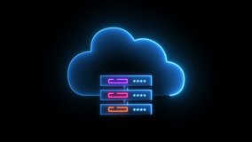 Cloud technology concept for data management system, online database storage, networking and internet service. Information system for business. Animated cloud computing icon on black background. - Powered by Shutterstock - Get 15% off with code: PIKWIZARD15