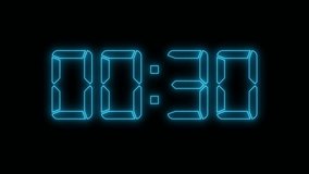 Neon digital countdown animation from 30 seconds on a black background. event timers, digital clock interfaces, and futuristic motion graphics - Powered by Shutterstock - Get 15% off with code: PIKWIZARD15