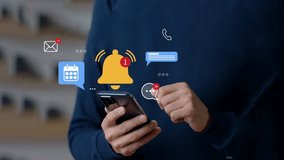 Mobile Alert Notification Concept Depicting New Message Updates, Email Reminders, and Social Media Communication on Smartphone Screen for Fast Digital Connectivity and Real Time User Interaction, 4k  - Powered by Shutterstock - Get 15% off with code: PIKWIZARD15