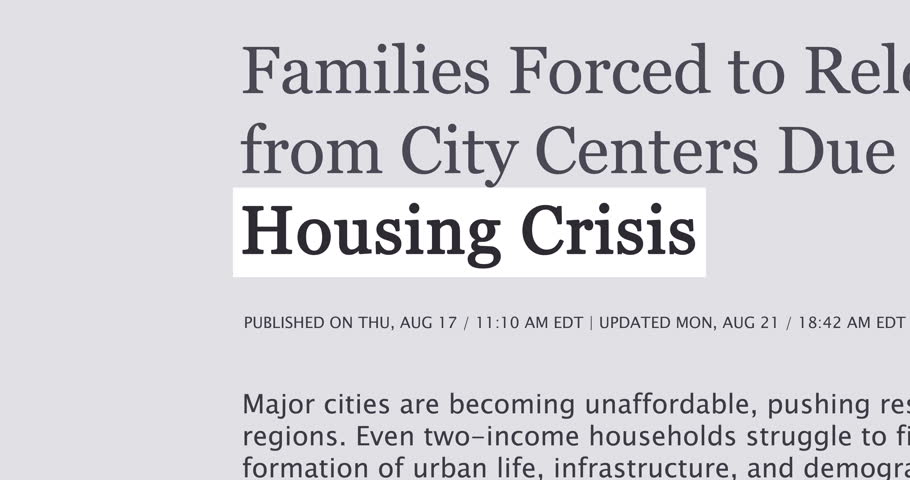 Housing crisis in the news overview titles across media, changing newspaper headlines sequence about housing crisis theme, loop footage