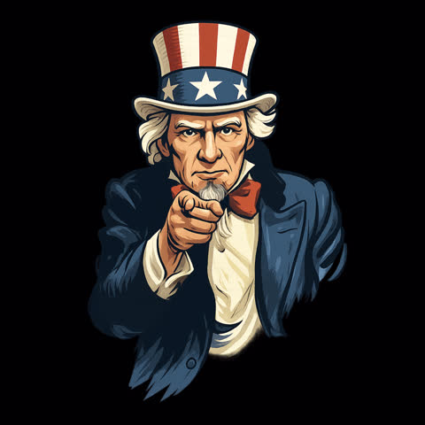 Classic looped animation of Uncle Sam pointing forward