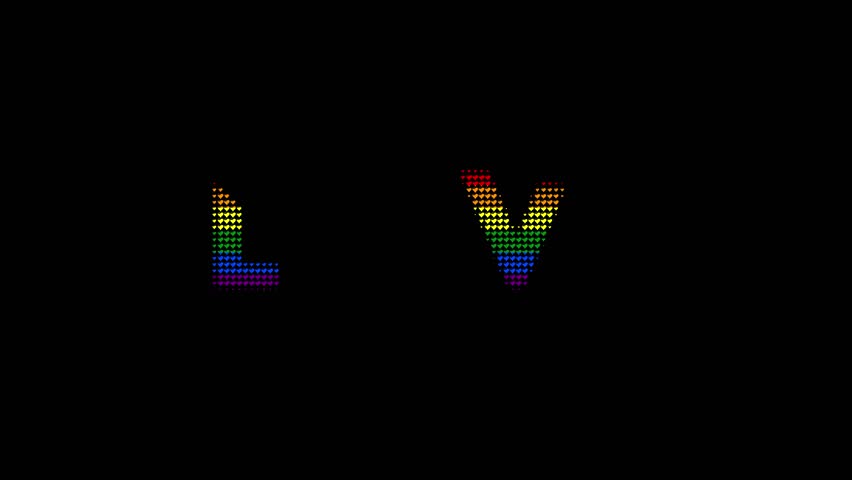 Rainbow Hearts Form Love Text Animation