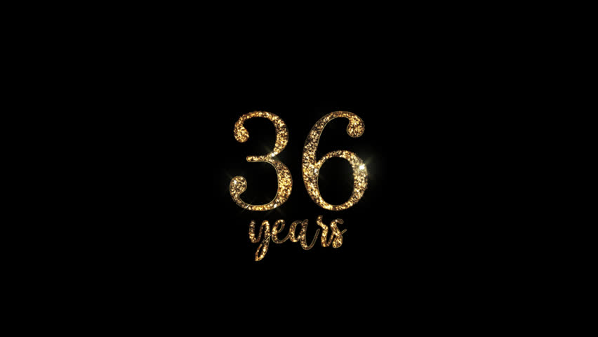 Congratulations on 36 years with alpha channel, golden congratulations, thirty-six years