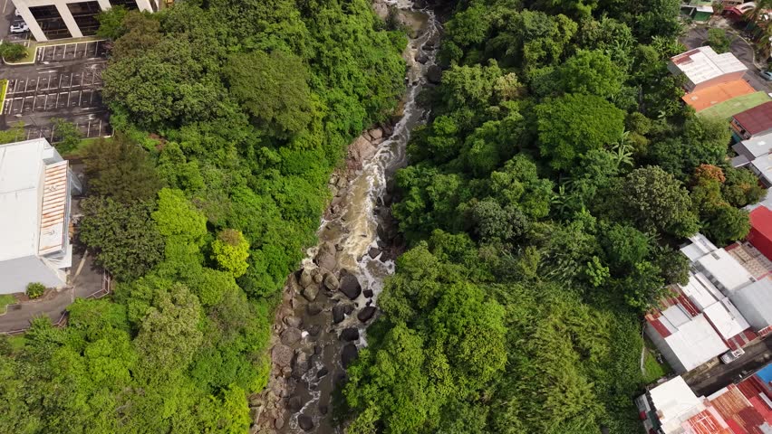 Aerial video of San Jose Capital city of Costa Rica during day light
