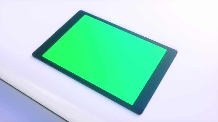 Modern Tablet With Green Screen Isolated on White Background