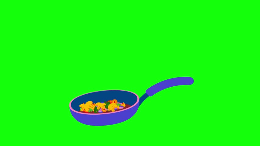 Frying Pan Cooking Vegetables Animation
