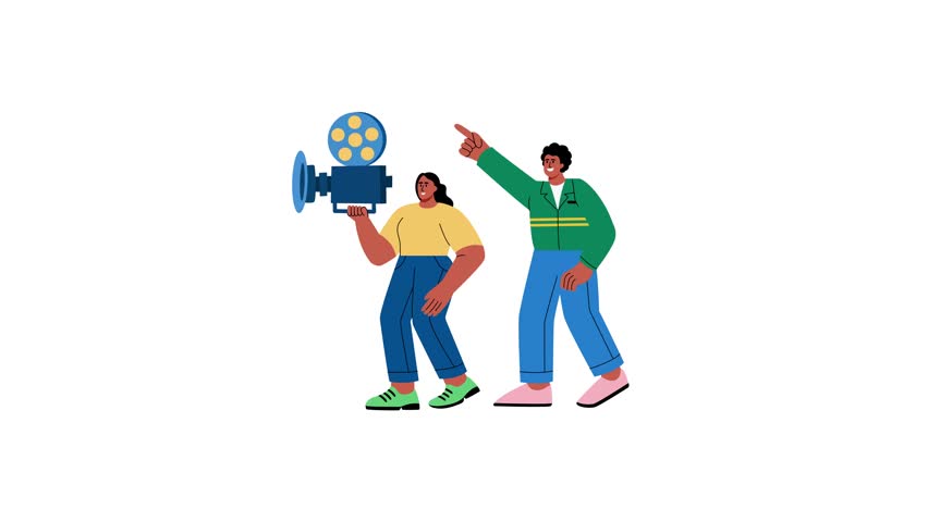 A flat style animated illustration depicting influencers creating reel