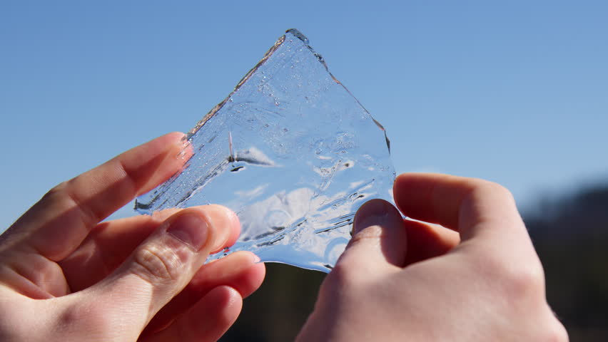 Shard Of Ice Revealing Mountain View In Germany - Close Up