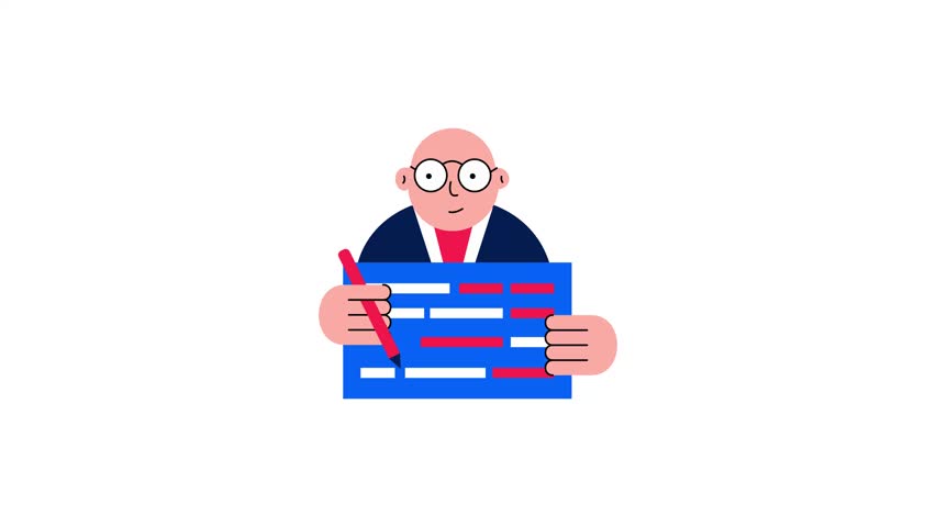 A flat style animated illustration showing a code reviewer