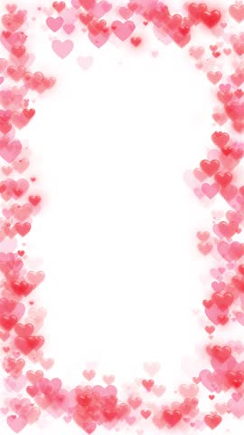 Valentine's day animated frame of Red hearts frame lights particles on red background. love and marriage Mothers day, spring, summer, blossom background decoration. wedding, Valentines day Mothers day