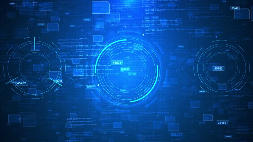 Digital data network, Tech Flow background connectivity high speed data transfer Technology digital cyberspace, HUD infographic technology data analysis, binary code wave blue background