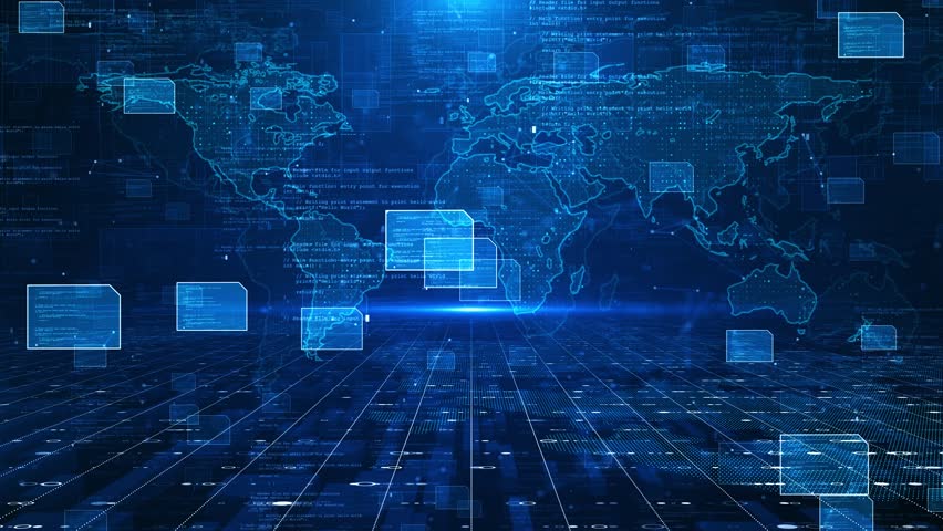 Global world map display, futuristic consoles, data analysis. digital Earth, global connectivity, technology, and innovation with intricate networks Digital world metaverse smart technology, 3D 4K