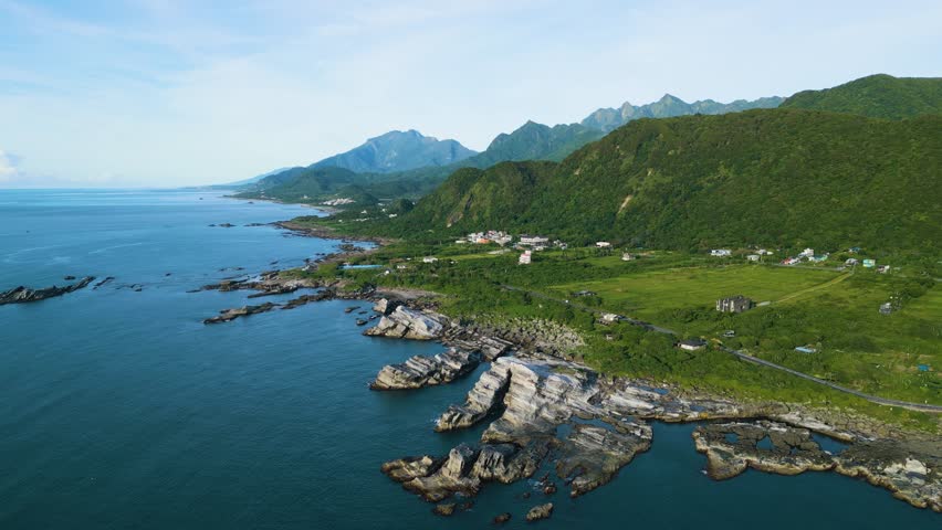 Aerial view of Shitiping at Fengbin Township in Hualien County, Taiwan