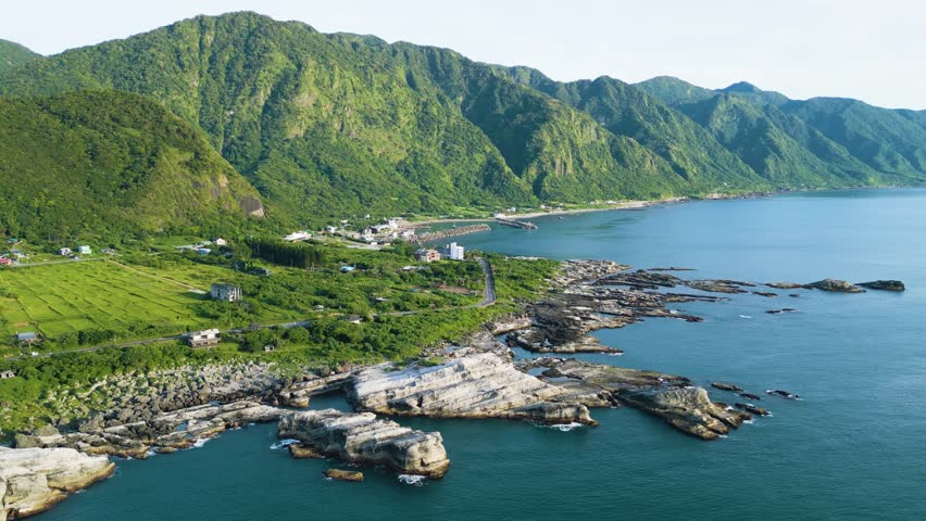 Aerial view of Shitiping at Fengbin Township in Hualien County, Taiwan