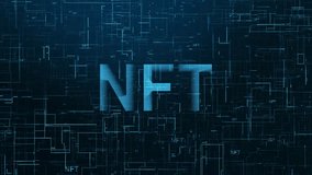 Futuristic NFT Digital Animated, NFT text technology data line motion animation blue color - Powered by Shutterstock - Get 15% off with code: PIKWIZARD15