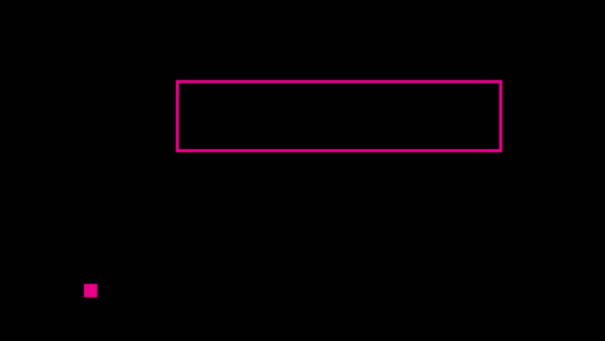 Animated neon pink lower third graphic element for titles and information on black background