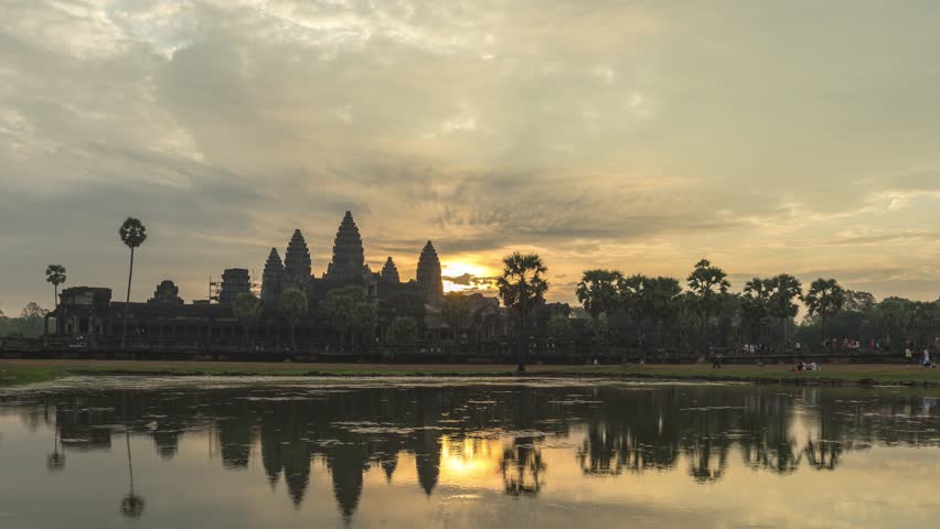 Siem Reap Cambodia time lapse sunrise at Angkor Wat temple