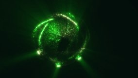 Sparkling green energy sphere emitting radiant pulses and colorful glitter-like light in darkness - Powered by Shutterstock - Get 15% off with code: PIKWIZARD15
