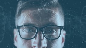 Developer wearing glasses initiating waveform, visualizing brain overlay with drifting particles. Technology, neuroscience, innovation, futurism, digital, data, analytics - Powered by Shutterstock - Get 15% off with code: PIKWIZARD15