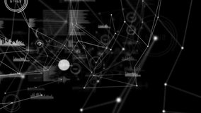 Starting dark digital backdrop phone music chat icons fading linking and rotating showing data flow. Technology, connectivity, cyberspace, digital network, data transmission, innovation, futuristic - Powered by Shutterstock - Get 15% off with code: PIKWIZARD15