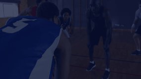 Player faking pass dribbling crossover breaking defense code overlay colored bars showing analytics. Athletics, teamwork, digital, sportsmanship, competition, strategy, innovation - Powered by Shutterstock - Get 15% off with code: PIKWIZARD15