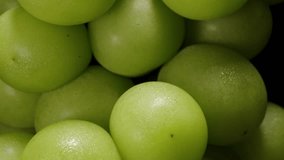 Ultra Close-Up of Japanese Green Grapes Rotating as Camera Slowly Moves Upward with Emphasis on Skin Texture and Natural Imperfections, Organic Fruit Concept. - Powered by Shutterstock - Get 15% off with code: PIKWIZARD15