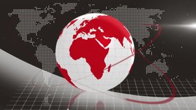 On opening 3D globe rotating with red continents and orbital trail looping in digital visualization. Futuristic, technology, global, innovation, digital, navigation, abstract - Powered by Shutterstock - Get 15% off with code: PIKWIZARD15