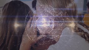 Digital network sphere fading to reveal education as girl writing notes for learning at desk. Technology, innovation, learning, communication, educational, modern, inspiration - Powered by Shutterstock - Get 15% off with code: PIKWIZARD15