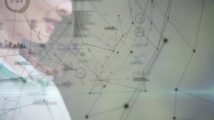 Business woman tapping tablet icon and swiping network overlay, zooming and analyzing network data. Technology, data, analytics, digital, professional, futuristic, interface - Powered by Shutterstock - Get 15% off with code: PIKWIZARD15