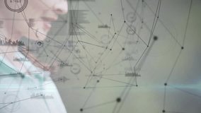 Business woman tapping tablet icon and swiping network overlay, zooming and analyzing network data. Technology, data, analytics, digital, professional, futuristic, interface - Powered by Shutterstock - Get 15% off with code: PIKWIZARD15