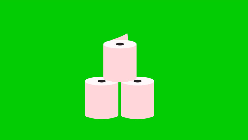 Animated stack of pink toilet paper rolls,suitable for themes related to hygiene, bathroom, household supplies, cleanliness, and everyday essentials
