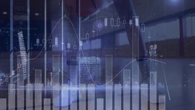 Woman basketball player entering gym dribbling for practice with financial charts overlaying moves. Athlete, fitness, training, workout, motion, modern, sports - Powered by Shutterstock - Get 15% off with code: PIKWIZARD15