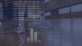 Woman tapping basketball on court displaying floating sports analytics while dribbling and shooting. Athlete, performance, data visualization, motion, sport, training, digital analytics - Powered by Shutterstock - Get 15% off with code: PIKWIZARD15