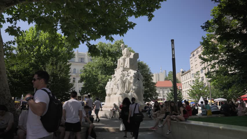 Budapest, Hungary - 05 May, 2025: Vörösmarty square 
