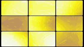 A looping abstract animation in a 3x3 grid layout. Each square features textured patterns that shift between grayscale and vibrant orange-yellow with contrasting purple, make a rhythmic visual pulse. - Powered by Shutterstock - Get 15% off with code: PIKWIZARD15