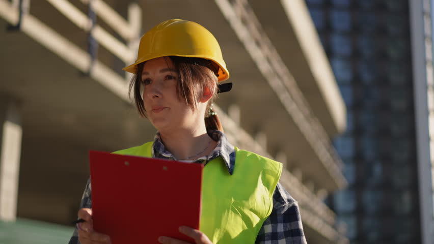 A construction worker performs a safety inspection onsite, ensuring compliance with protocols and promoting safety