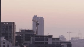 High-rise tower rising skyline, globe icon fading in, lines connecting data nodes expanding network. Urban, skyline, connection, technology, digital, infrastructure, development - Powered by Shutterstock - Get 15% off with code: PIKWIZARD15